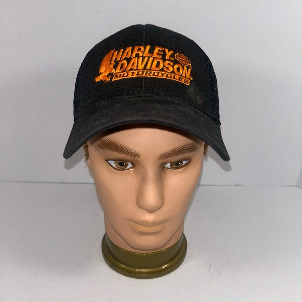 Harley-Davidson Cap One Size Black Orange Trucker Caliente San Antonio Biker - Picture 1 of 6